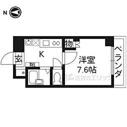 アンソレイエ四条 1Kの間取図画像