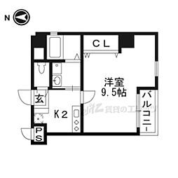 グロリア丸太町 1Kの間取図画像