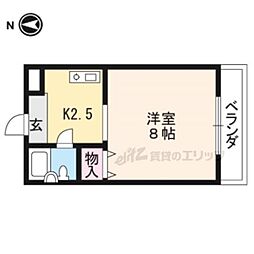 フォレスト深草 1Kの間取図画像