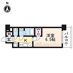 エスリード京都梅小路 1Kの間取図画像