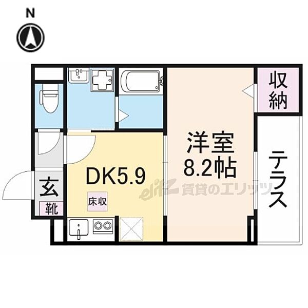 エアリーガーデン 105｜京都府京都市伏見区下鳥羽中三町(賃貸アパート1DK・1階・34.62㎡)の写真 その2