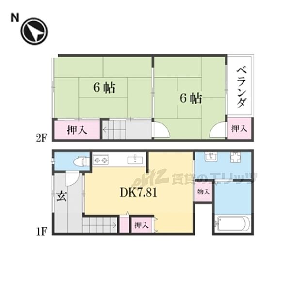 大宅早稲ノ内町貸家 ｜京都府京都市山科区大宅早稲ノ内町(賃貸一戸建2DK・1階・39.94㎡)の写真 その2