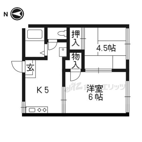 深草エステートII 201｜京都府京都市伏見区深草大亀谷西久宝寺町(賃貸アパート2DK・2階・30.00㎡)の写真 その2