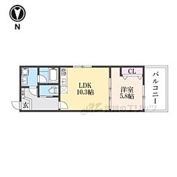 ジーニアススクエア四条高辻 2階1LDKの間取り