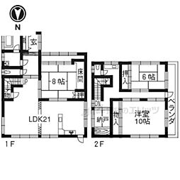 京阪本線 藤森駅 徒歩5分の賃貸一戸建て 3LDKの間取り