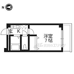 サンシーガルIII 3階1Kの間取り