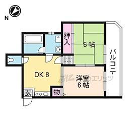 グレイス勧修寺 1階2DKの間取り