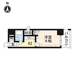 阪急京都本線 京都河原町駅 徒歩1分の賃貸マンション 11階1Kの間取り