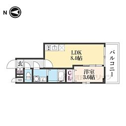 セオリー京都オーラ 1LDKの間取図画像