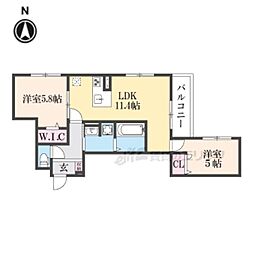 D-ROOM伏見駅前 2LDKの間取図画像