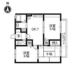 パルカーサ南京都 3DKの間取図画像