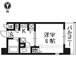 エステムコート京都河原町プレジール 1Kの間取図画像