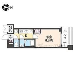 プレサンス京都東寺 1Kの間取図画像