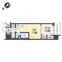 ベラジオレガシー葛野大路八条 1DKの間取図画像