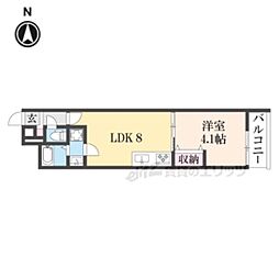 京都市下京区艮町アパート 1LDKの間取図画像