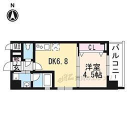 ベラジオ京都烏丸十条2 1DKの間取図画像
