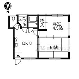 マンション丸高 2DKの間取図画像