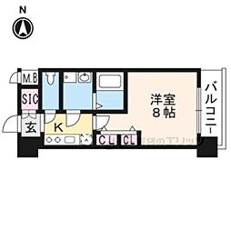 エステムコート京都西大路 1Kの間取図画像