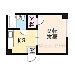 ツリキマンション 1Kの間取図画像