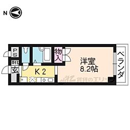 レジデンス倭 1Kの間取図画像