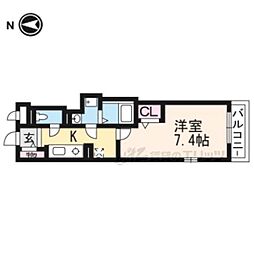 Grange四条大宮 1Kの間取図画像