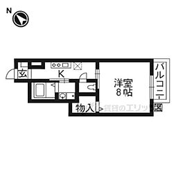 プランドール 1Kの間取図画像