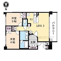 レスタージュ四条烏丸・ラティス 2LDKの間取図画像