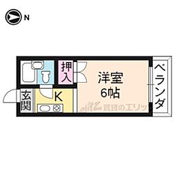 勧修ハイツ 1Kの間取図画像