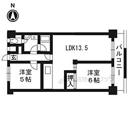 竹鼻ハイツ 2LDKの間取図画像