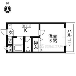 ハウスリーク381 1Kの間取図画像