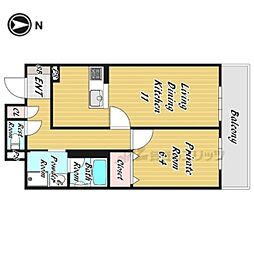パインフィールド東野 1LDKの間取図画像