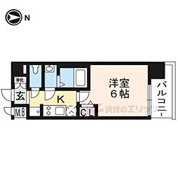 プレサンスTHEKYOTO東福寺EAST 1Kの間取図画像