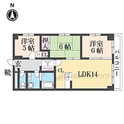 サウスビン 3LDKの間取図画像