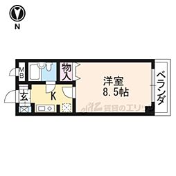 トーカン五条烏丸キャステール 1Kの間取図画像