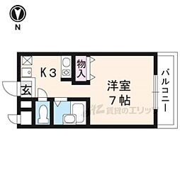 マリンハイツ 1Kの間取図画像