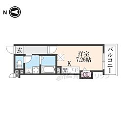 THECITY京都東寺 ワンルームの間取図画像