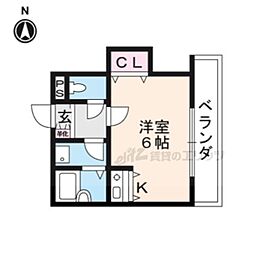 熊野道谷口マンション ワンルームの間取図画像
