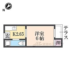 パルフェ山科 1Kの間取図画像