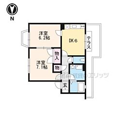 リバティ竹村 2DKの間取図画像
