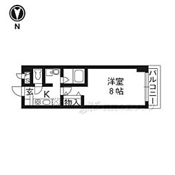 グレイス西京極 1Kの間取図画像