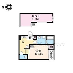 NEXSTAGE深草坊町 1Kの間取図画像