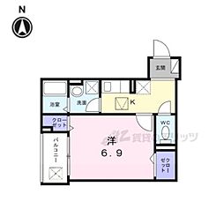 ヒカルサ京都伏見深草 1Kの間取図画像