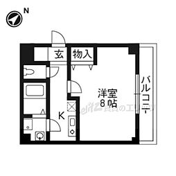 グランレブリー桂part2 1Kの間取図画像