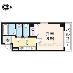 アクシアコート伏見 1Kの間取図画像