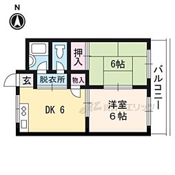 ハイツ大八木 2DKの間取図画像