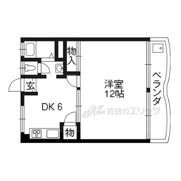 三宅マンション 406｜京都府長岡京市馬場2丁目(賃貸マンション1DK・4階・40.00㎡)の写真 その2