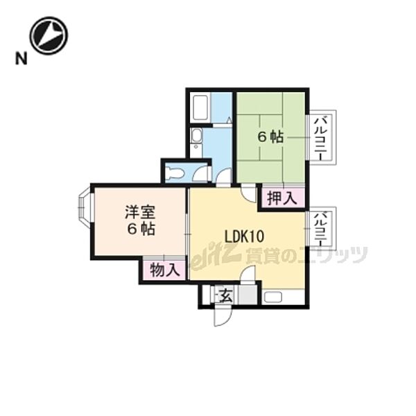 メゾン小野 202｜京都府京都市山科区小野御霊町(賃貸アパート2LDK・2階・48.20㎡)の写真 その2