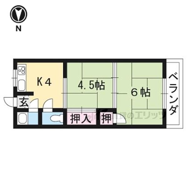 丸善ハイツ 206｜京都府京都市山科区東野南井ノ上町(賃貸アパート2K・2階・29.16㎡)の写真 その2