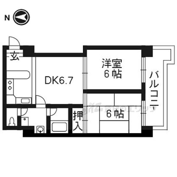 コスモハイツＯＮＯ 301｜京都府京都市南区久世中久世町1丁目(賃貸マンション2DK・3階・41.75㎡)の写真 その2