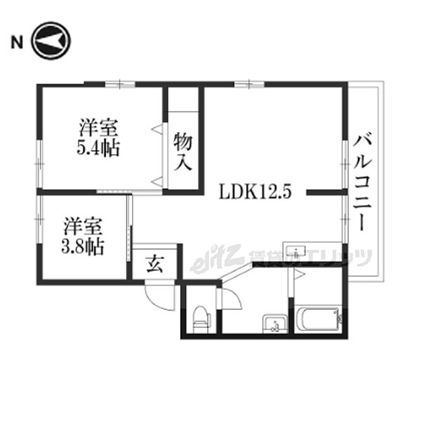 フレグランス・モナ 201｜京都府京都市山科区東野南井ノ上町(賃貸アパート2LDK・2階・46.00㎡)の写真 その2